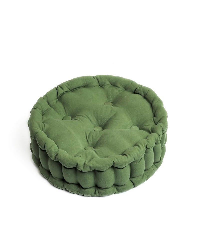 SKANDA FAB Polyester Premium HandPlotted Reversible Round Floor Cushion Leopard Green 40 X 40 X 8 Cm Pack Of 1 - Image 2