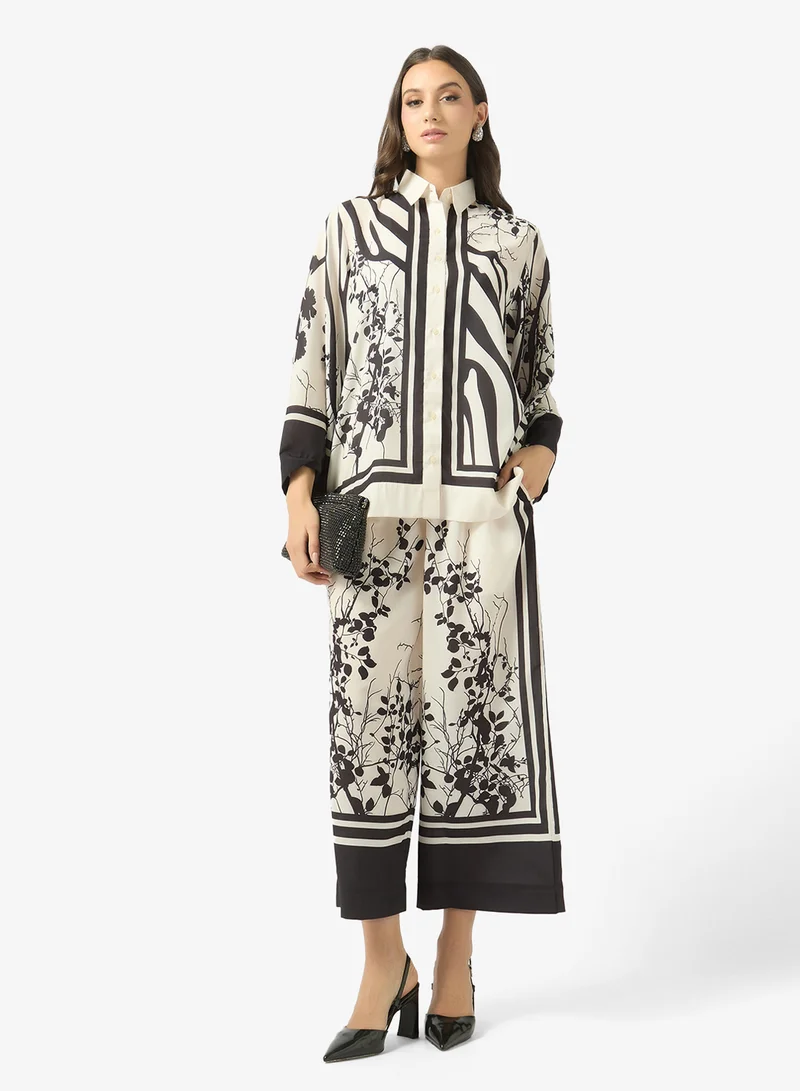 FYOR  Monochrome Printed Co-ord Set JS 005 Black & White for Women | Best Price UAE
