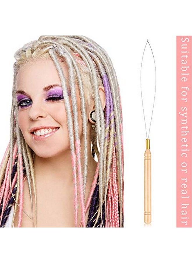 WILLBOND - 10 Pieces Hair Extension Loop Needle Threader Wooden Hair Extensions Loop Needle Pulling Hook Tool And Bead Device Tool Black Loop Threader For Hair Or Feather Extensions - Image 1