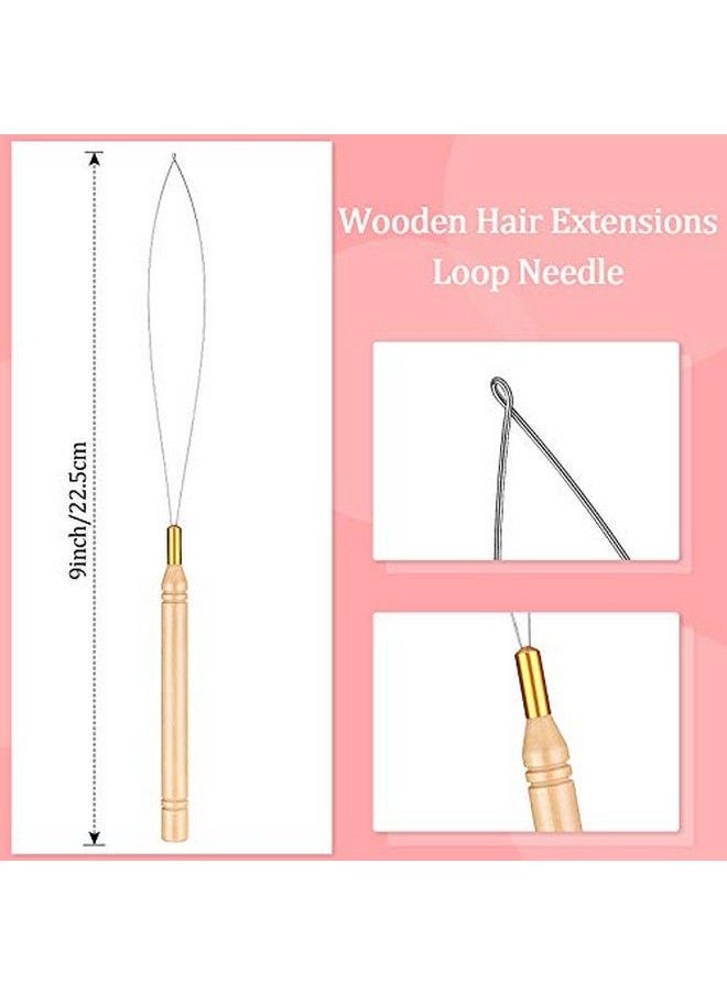 WILLBOND 10 Pieces Hair Extension Loop Needle Threader Wooden Hair Extensions Loop Needle Pulling Hook Tool And Bead Device Tool Black Loop Threader For Hair Or Feather Extensions  - Image 4