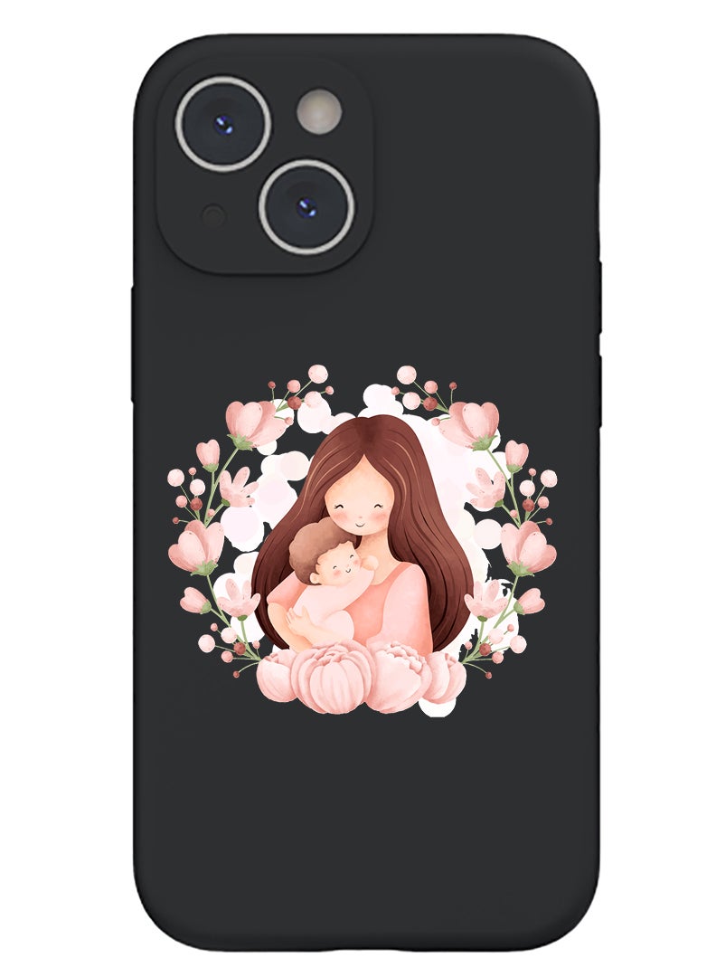 Theodor Protective Slim Fit Case Liquid Silicone Cover with Full Body Protection Anti-Scratch Shockproof Case For iPhone 15 Black  - No Plastic - Image 1