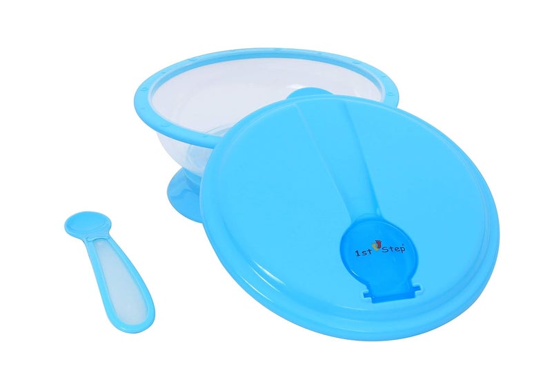 1st Step BPA Free Polypropylene Microwave Friendly Feeding Bowl with Spoon (Blue) - Image 5