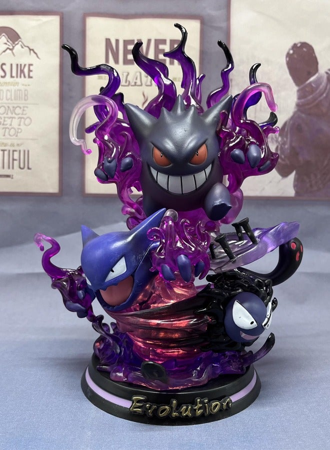 Pokémon Gengar Evolution Group Action Figure Decorative Resin Sculpture Home Decor Statue, Art Figurine Home Ornament Decoration for Office, Living Room, Bedroom, Book Shelf, TV Cabinet, Desktop