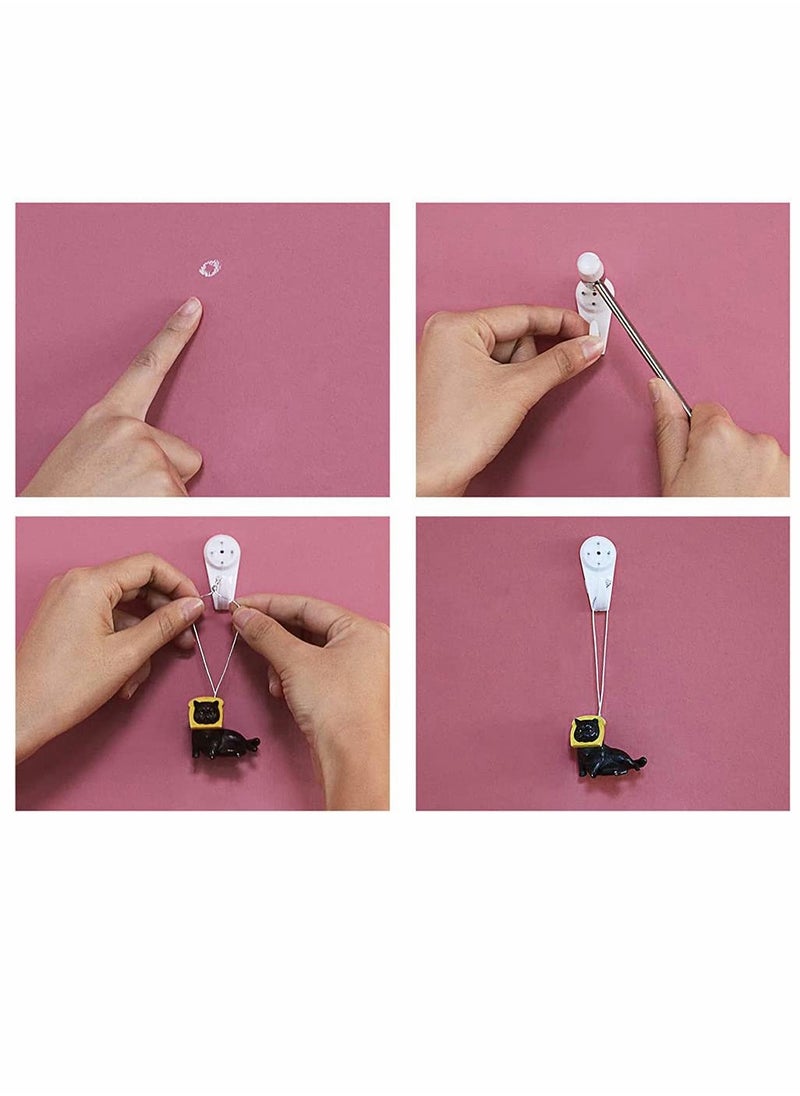 KASTWAVE - Non Trace Wall Hooks, Invisible Traceless White Hard Wall Picture Hooks Invisible Traceless Hardwall Painting Hangers for Picture Photo Frame Hangers, Pack of 32 - Image 1