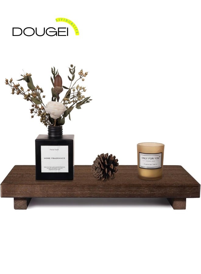 DOUGEI Small Wood Tray Pedestal Stand Farmhouse Bathroom Decor Decorative Wooden Riser Kitchen Soap Dish Holder for Vanity, Counter, Sink - Image 1