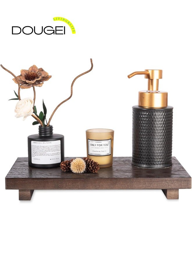 DOUGEI Small Wood Tray Pedestal Stand Farmhouse Bathroom Decor Decorative Wooden Riser Kitchen Soap Dish Holder for Vanity, Counter, Sink - Image 5