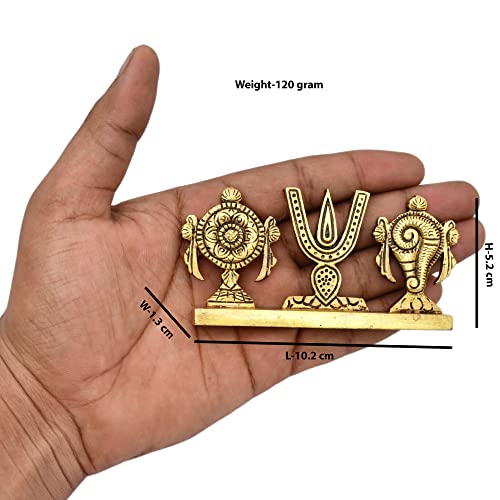 AargKraft™ Brass Shankh Chakra Namah Height 2 Inches | Shankha Chakra Tilak Shankha Gada Padma Padmanabha Swami Vishnu for Home & Office - Image 5