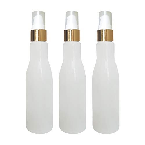MARKSCLEAR Marks Clear Zenvista 200ml Milky White Empty Bottle With Gold Platting Lotion Pump- For Moisturizer/Shampoo/Conditioner/Hand Wash- Pack of 3 - Image 1