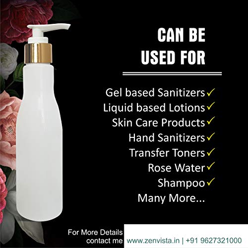 MARKSCLEAR Marks Clear Zenvista 200ml Milky White Empty Bottle With Gold Platting Lotion Pump- For Moisturizer/Shampoo/Conditioner/Hand Wash- Pack of 3 - Image 4