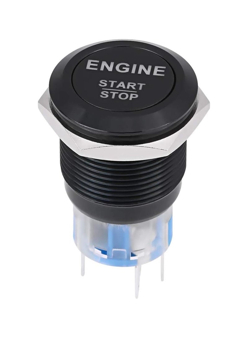 Loquat Engine on, 12V White LED Car Engine Start Stop Push on Switch(Black) - Image 1