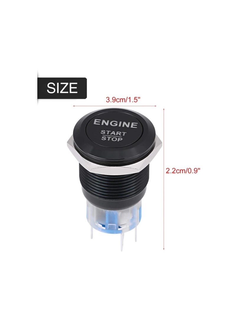 Loquat Engine on, 12V White LED Car Engine Start Stop Push on Switch(Black) - Image 2