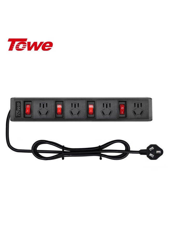 Towe Economical Dual-control Desktop Pdu Socket, Four-outlet Single Switch Power Strip, Aluminum Alloy Shell, 4 Outlets, National Standard 10a, Dual-control Power Strip Ap-1014k - Image 4