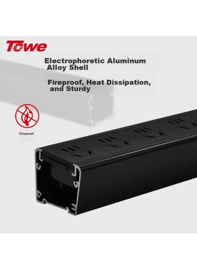 Towe Economical Dual-control Desktop Pdu Socket, Four-outlet Single Switch Power Strip, Aluminum Alloy Shell, 4 Outlets, National Standard 10a, Dual-control Power Strip Ap-1014k - Image 3