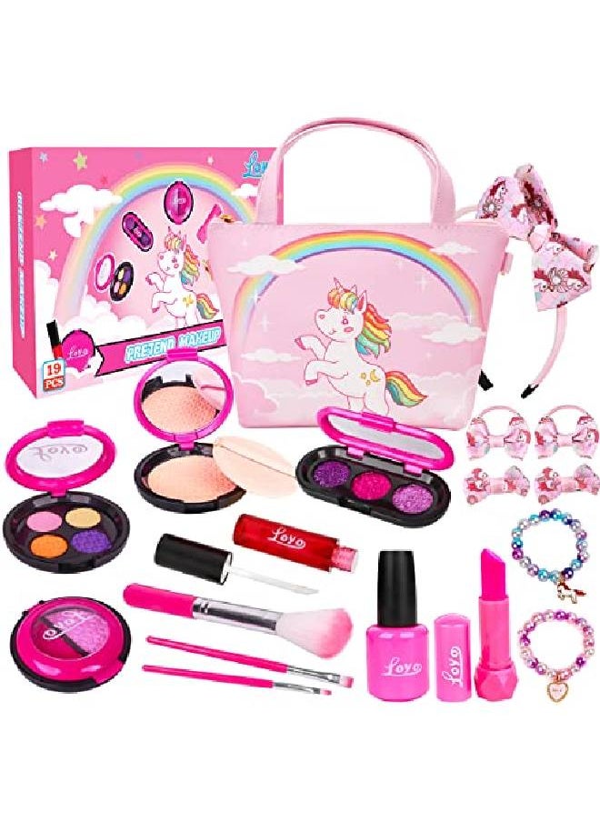 Loyo - Girls Pretend Play Makeup Sets Fake Make Up Kits With Cosmetic Bag For Little Girls Birthday Gift, Children'S Play Cosmetics Toy Makeup Set For Toddler Girls Age 3, 4, 5 (Not Real Makeup) - Image 1