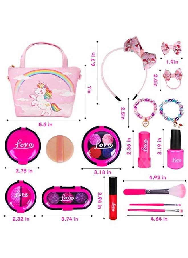 Loyo - Girls Pretend Play Makeup Sets Fake Make Up Kits With Cosmetic Bag For Little Girls Birthday Gift, Children'S Play Cosmetics Toy Makeup Set For Toddler Girls Age 3, 4, 5 (Not Real Makeup) - Image 1