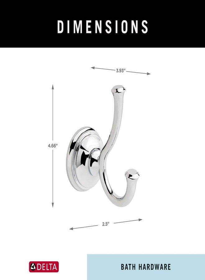 Delta 79735 Cassidy Double Towel Hook Bath Hardware Accessory in Polished Chrome - Image 5