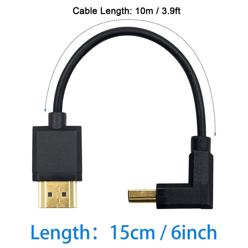 دوتك كابل HDMI 4K، كابل تمديد HDMI من ذكر إلى ذكر ذو زاوية هابطة رفيع للغاية لجهاز TV Stick بدقة 3D و 4K Ultra HD، سلك HDMI 2.0 بطول 0.15 م/6 بوصة - Image 3