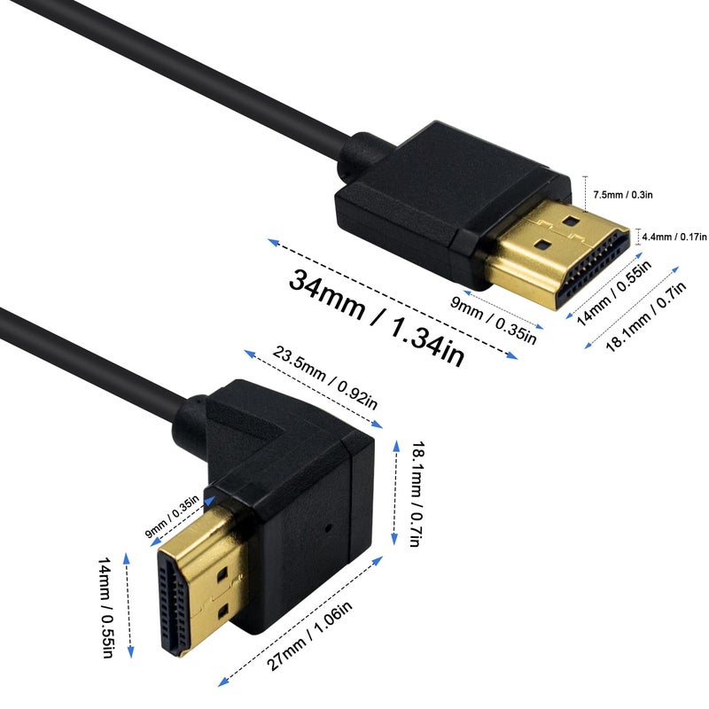دوتك كابل HDMI 4K، كابل تمديد HDMI من ذكر إلى ذكر ذو زاوية هابطة رفيع للغاية لجهاز TV Stick بدقة 3D و 4K Ultra HD، سلك HDMI 2.0 بطول 0.15 م/6 بوصة - Image 4