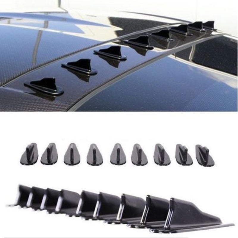 CoscosX 10 Pcs Mini Shark Fin Diffuser Vortex Generator Universal Car Truck SUV Roof Decoration Spoiler Wing Carbon Fiber Car Accessories 295inchBlack