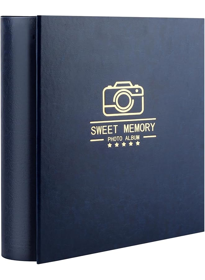 The Bros ألبوم صور جلد كبير 5 بوصة، 500 ورقة ألبوم زفاف كتاب ضيوف كتاب ذكريات ألبوم (اللون: أزرق)