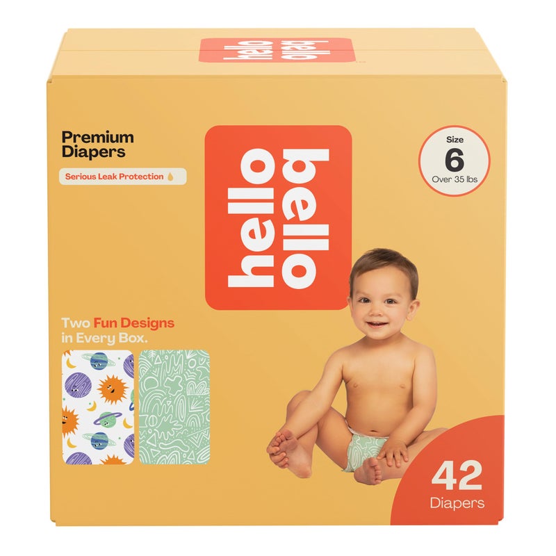 Hello Bello Premium Diapers Size 6 Celestial Cuties Daring Doodlers Designs 42ct Club Box - Image 2