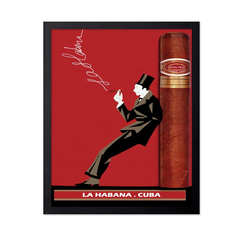 Poster Master Vintage Cuban Cigar Poster  Retro Cigar Print  Smoking Man Art  Cuban Art  Fun Gift for Him Men Father  Great Decor for Bar Man Cave Office  11x14 UNFRAMED Wall Art