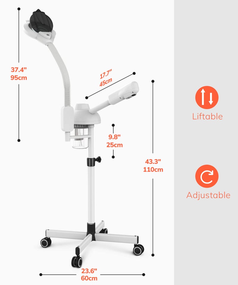 TASALON Professional 2 in 1 Facial Steamer With 5X Magnifying Foldable Arm, Ozone Mist Steamer for Face, Salon Spa Beauty Skin Care Equipment - Image 2
