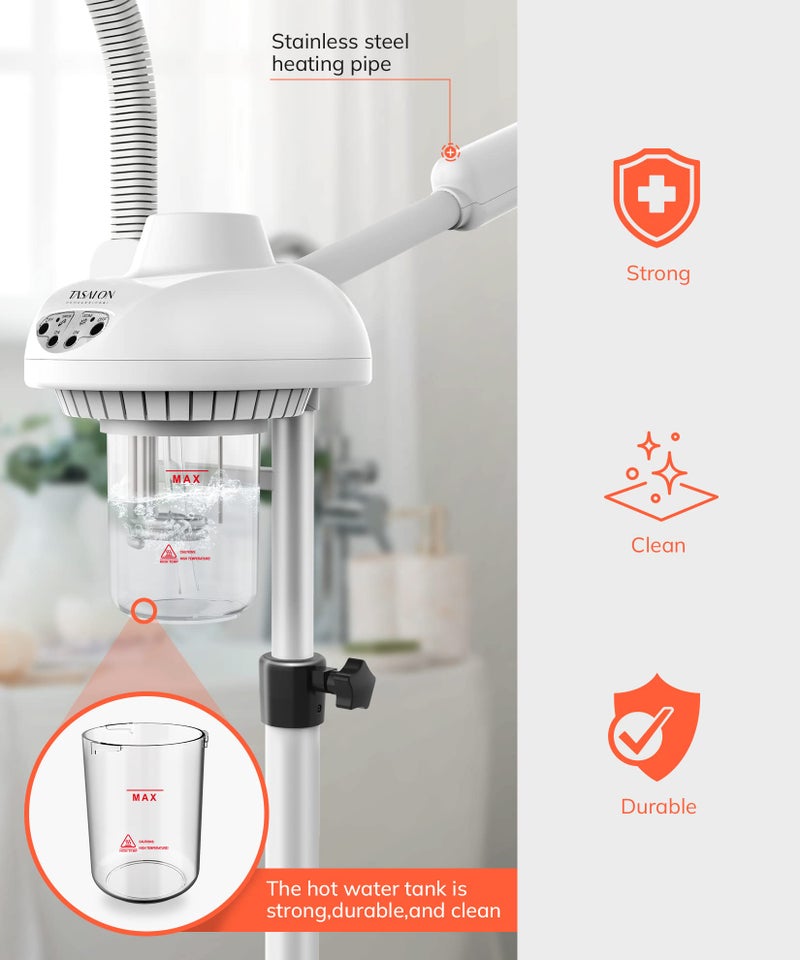 TASALON Professional 2 in 1 Facial Steamer With 5X Magnifying Foldable Arm, Ozone Mist Steamer for Face, Salon Spa Beauty Skin Care Equipment - Image 4