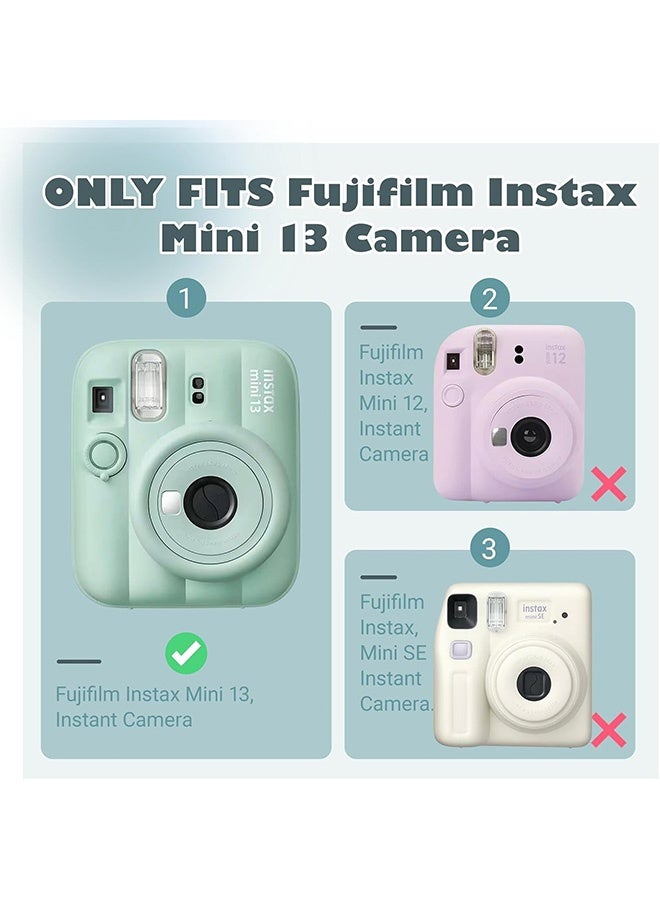 Quantum 3 Pack Clear Camera Case Instant Mini 13 Protective Clear Case for Fujifilm Instax Mini 13 Camera - Anti-Scratch Camera Cover Clear Crystal Hard Shell with Cute Stickers Adjustable Shoulder Strap and Photo Pocket Holds (Green) - Image 5