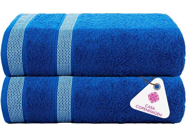 Casa Copenhagen - Egyptian Cotton Solitiare 2 Pcs Hand Towel (40 X 60 cm) Colour : Electric Blue - Image 1