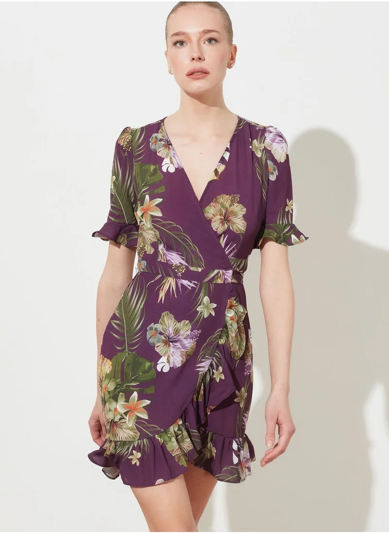 trendyol Tie Waist Printed Dress