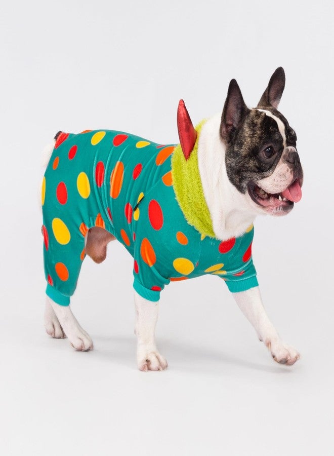 فيت وورم زي تنكري للكلاب من فيت وورم على شكل قرون الشيطان، زي تنكري مضحك للكلاب الصغيرة (ذكور وإناث)، ملابس للحيوانات الأليفة، أزرق مخضر، أخضر ليموني، أحمر، متوسط - Image 4