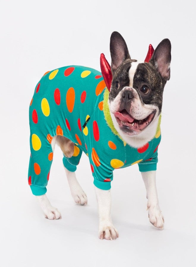 فيت وورم زي تنكري للكلاب من فيت وورم على شكل قرون الشيطان، زي تنكري مضحك للكلاب الصغيرة (ذكور وإناث)، ملابس للحيوانات الأليفة، أزرق مخضر، أخضر ليموني، أحمر، متوسط - Image 2