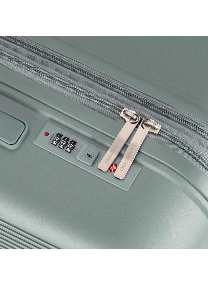 CABINPRO Unisex Expandable PP Fashion Trolley Lightweight Hard Shell Spinner luggage with 360° Degree 4 Twin Wheel and Double Zippers CP003-Green  - Image 5