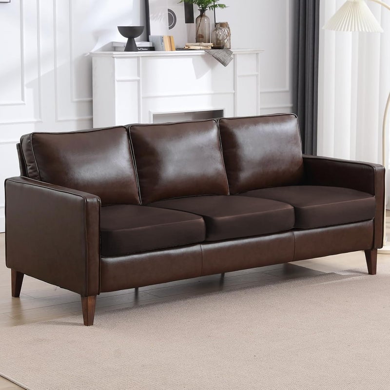 NC HOME PU Leather Sofa Cushion Covers Sofa Seat Slipcover with Elastic Bottom Waterproof Furniture Protector for Children, Pet, Set of 3 (3 Pieces, Chocolate) - Image 2
