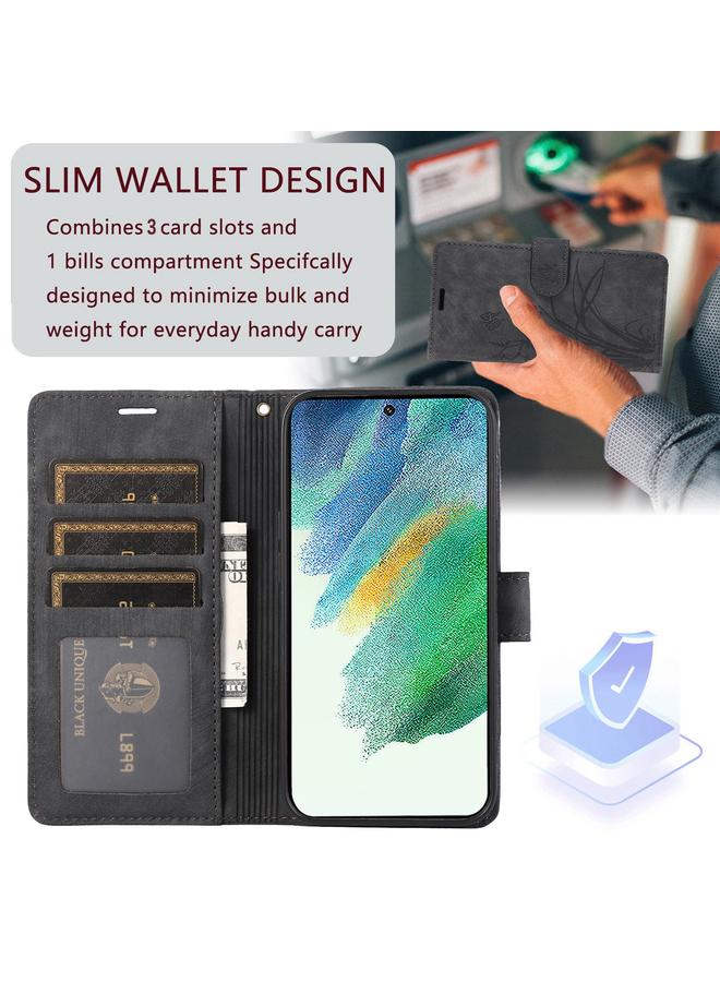 S-TOP Case For Samsung Galaxy S21 Ultra 5G Orchid Butterfly Embossed Leather Phone Case - Image 4