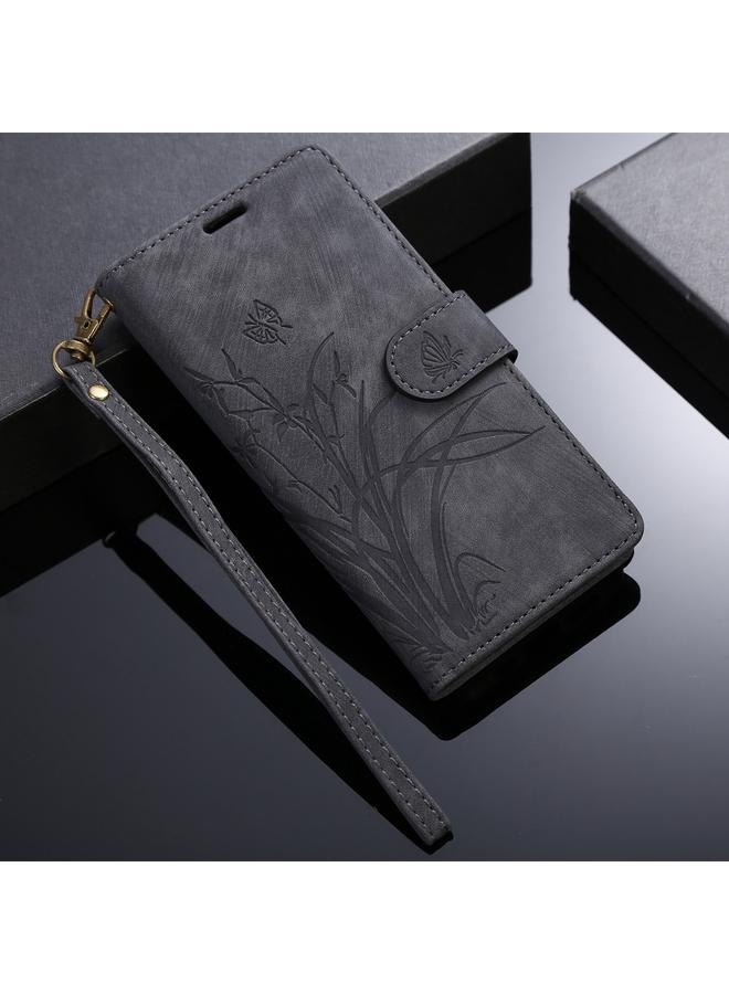 S-TOP Case For Samsung Galaxy S21 Ultra 5G Orchid Butterfly Embossed Leather Phone Case - Image 2