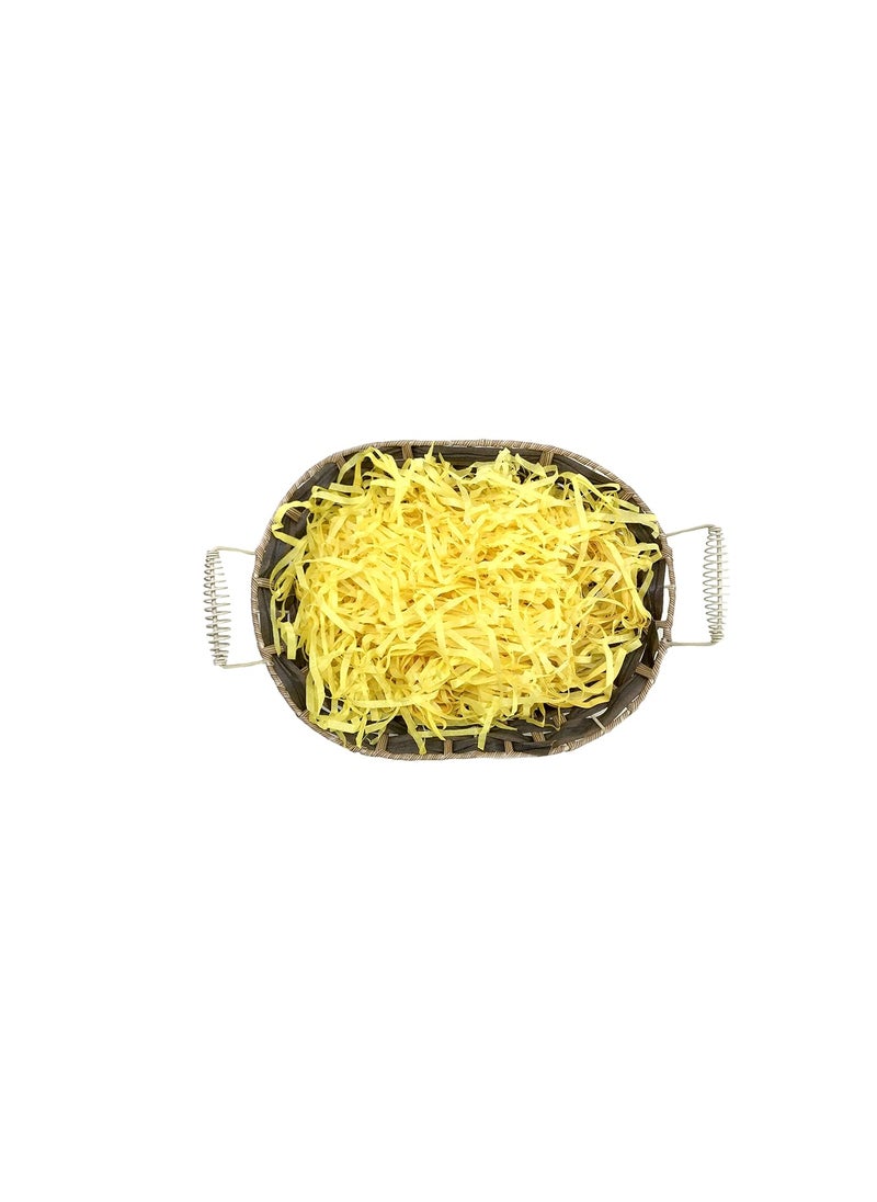 ECO SARRAS Eco Sarras thin shredded paper crinkle paper grass strips gift tray decoration gift hamper decorations gift box fillers wedding birthday valentines day gift 100 Grams Yellow  - Image 1