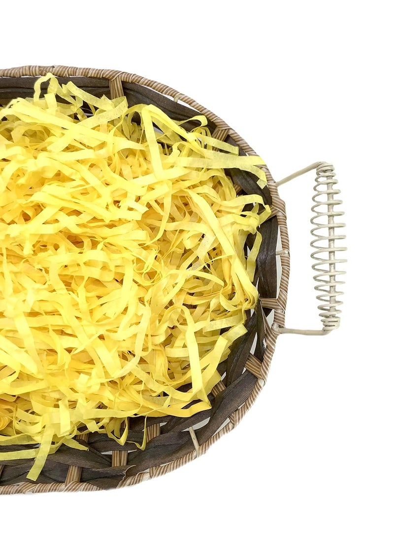 ECO SARRAS Eco Sarras thin shredded paper crinkle paper grass strips gift tray decoration gift hamper decorations gift box fillers wedding birthday valentines day gift 100 Grams Yellow  - Image 4