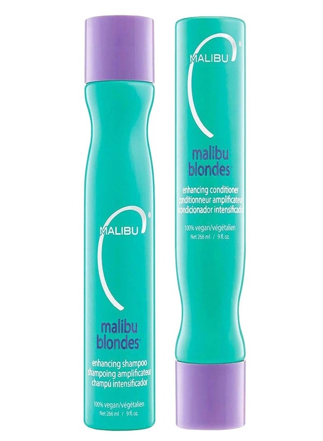 Malibu C Blondes Enhancing Shampoo and Conditioner (9 oz) - Moisturizing Purple Shampoo Set for Bleached, Highlighted, and Natural Blonde Hair - Remove Brass & Discoloration - Sulfate-Free - Image 1
