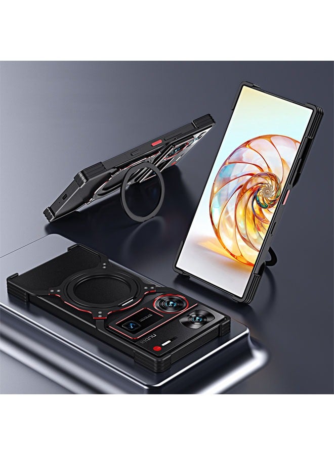 general Compatible with ZTE nubia Nubia Z60 Ultra phone case, metal frame rotating magnetic stand lens phone case - Image 3