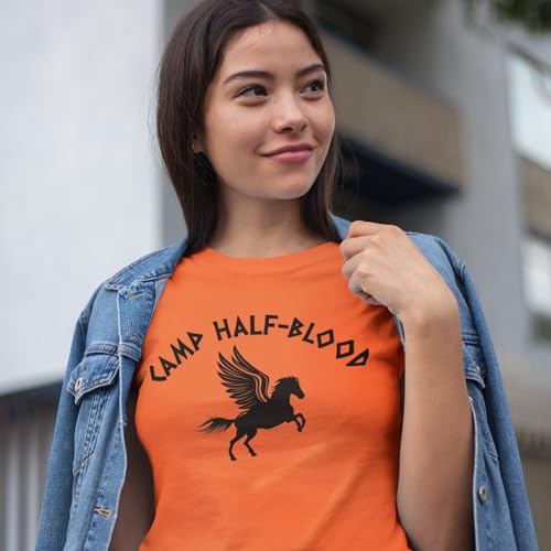shop4ever Camp Half Blood Demigods Women's T-Shirt X-Large Orange - Image 4