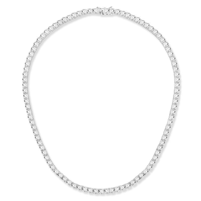 Gemsme 4.0mm CZ Tennis Necklace, 18K White Gold Plated 4.0mm Round Cubic Zirconia Classic Tennis Necklace 18 Inch - Image 1