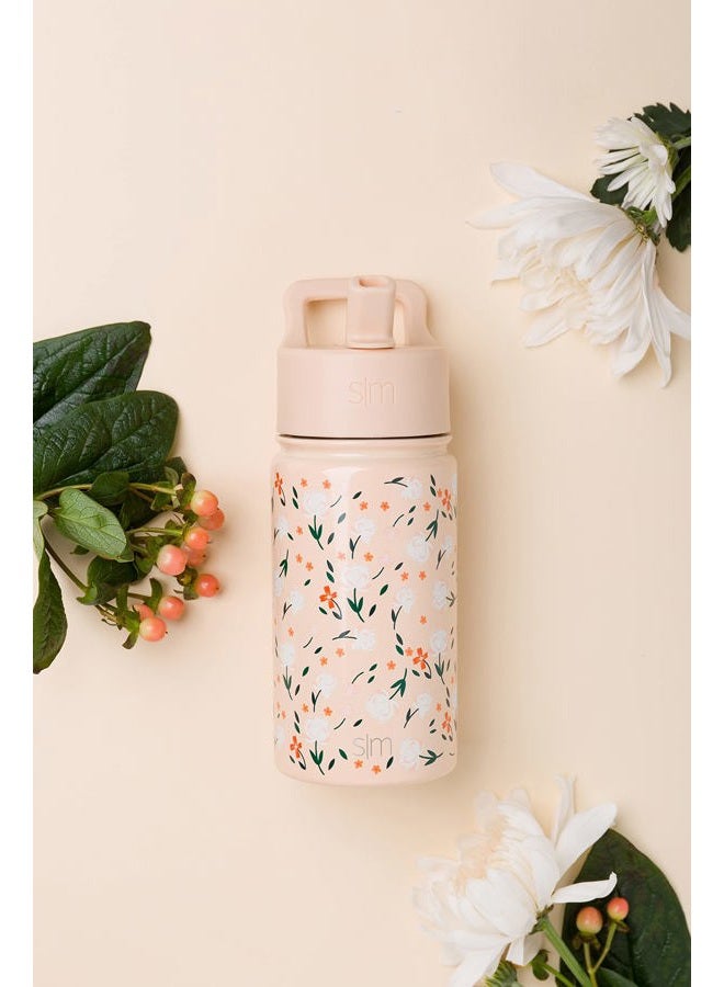 Simple Modern Kids Summit Water Bottle with Straw Lid | 14oz Stainless Steel Cup Insulated Tumbler for Toddlers, School | Chloe Floral - Image 2