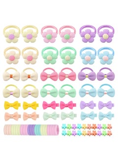 156Pcs Toddler Hair Accessories – Baby Hair Tie Elastic Scrunchies, Seamless Ponytail Holders, Bowknot Hair Clips, Cute Flower Mini Hair Clips for Little Girls