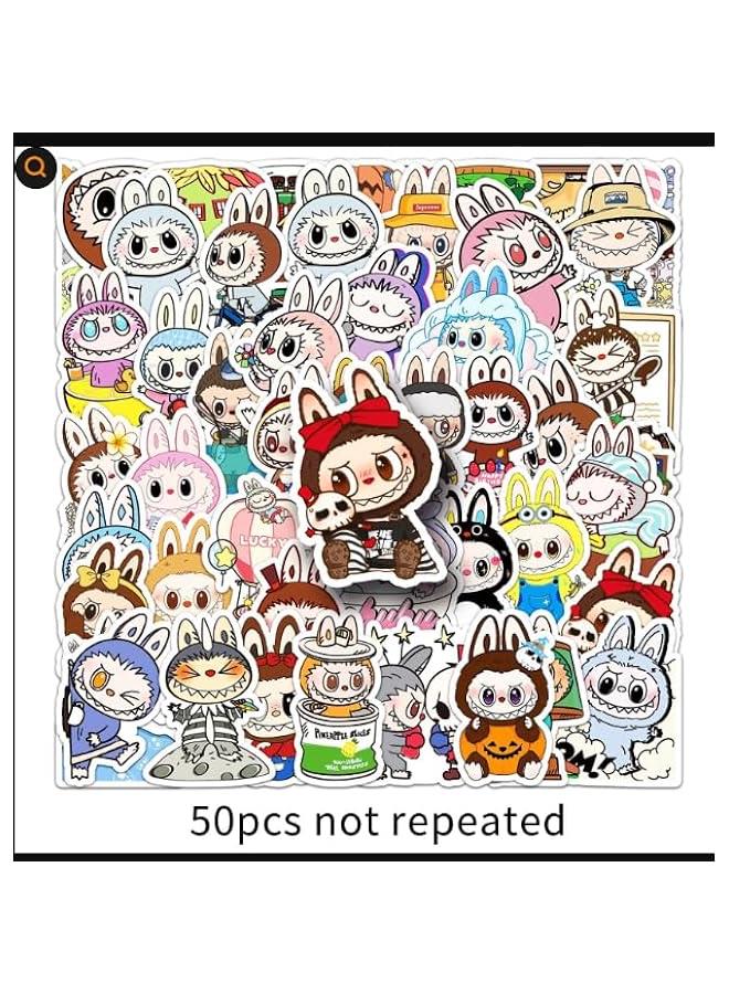 Arabest 50pcs Labubu Cartoon Stickers for Teen Water Bottle, Cool Terror Labubu Waterproof Vinyl Decal for Kids Adult Girl Laptop Skateboard Phone Guitar Travel - Image 3