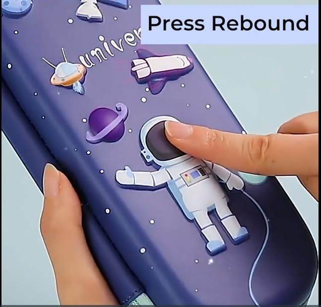 StarAndDaisy 3D Astronaut Theme Aesthetic Pencil Case with Multifunctional Stationery Organizer/Large Capacity for Students Kids Premium Stylish Pen Holder Pouch Stationery Box. - Image 4