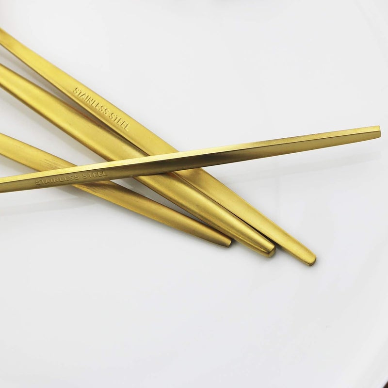 JASHII Gold Silverware Set JASHII 40 Pieces Flatware Set 304 Stainless Steel Flat Cutlery Set for 8 Matte Kitchen Forks Knife Spoons Set Satin Finish Tableware Set for Home and Restaurant Dishwasher Safe - Image 4