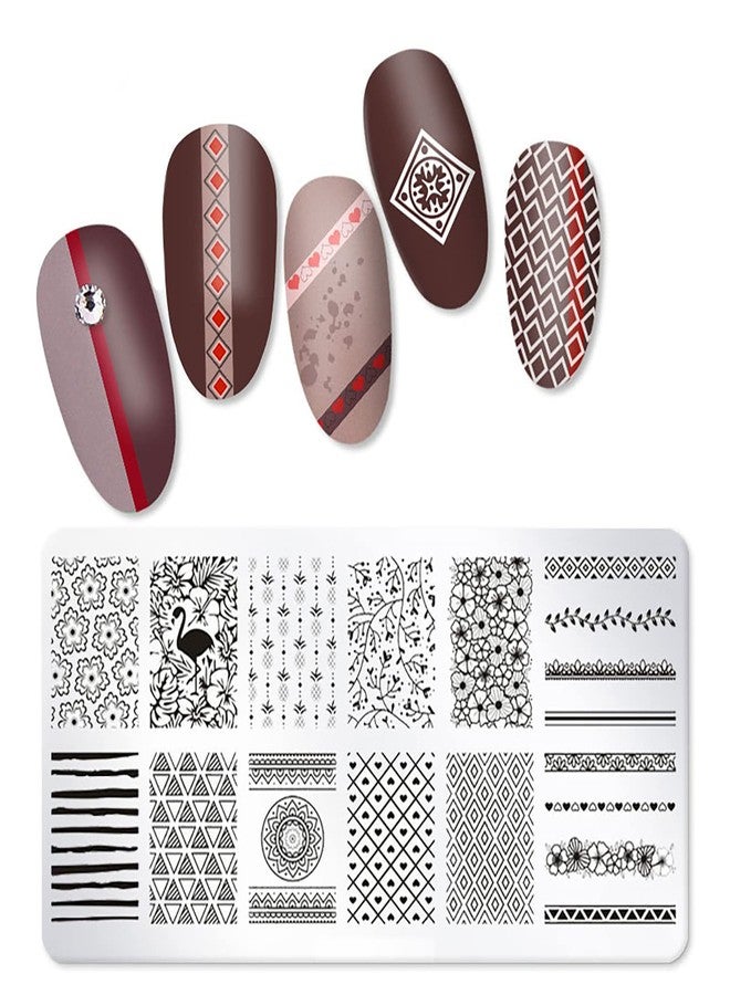 SILPECWEE 10Pcs Nail Stamping Plate Flower Butterfly Geometry Nail Stamps Nail Stencils Nail Plates Templates Stamping Plates for Nails Nail Art Accessories - Image 5