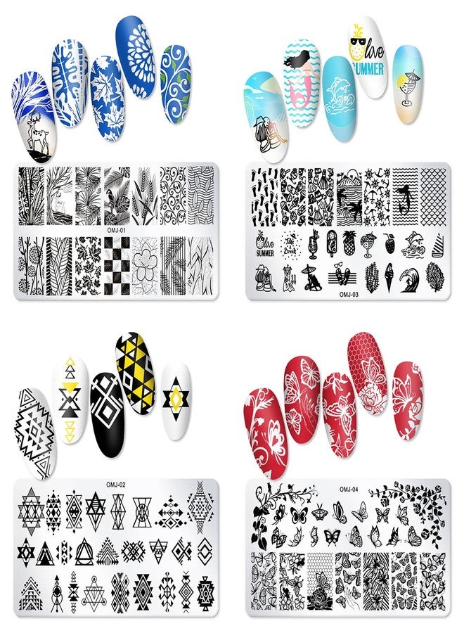 SILPECWEE 10Pcs Nail Stamping Plate Flower Butterfly Geometry Nail Stamps Nail Stencils Nail Plates Templates Stamping Plates for Nails Nail Art Accessories - Image 2